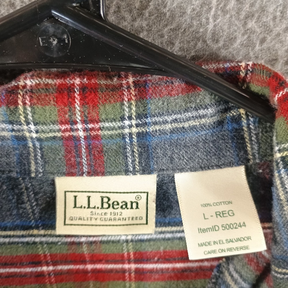 LL Bean Scotch Plaid Flannel Pajama Shirt Mens L Plaid Pocket Lightweight - Picture 3 of 10